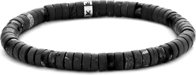 Frank 1967 7FB-0426 natuurstenen armband - Heren - stretch - zwart