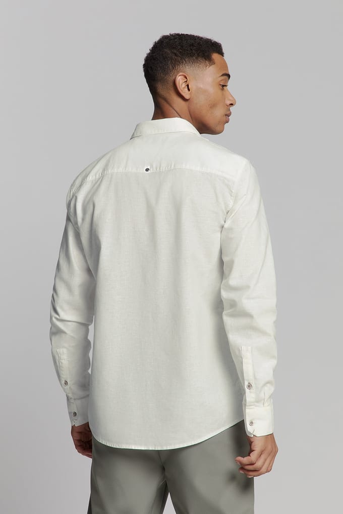 No Excess Shirt Solid With Linen White Größe: XXL | Casual hemden Outlet | Herren | Weiß