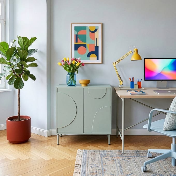Sideboard Holea dressoir 75x70x34 cm saliegroen [en.casa]