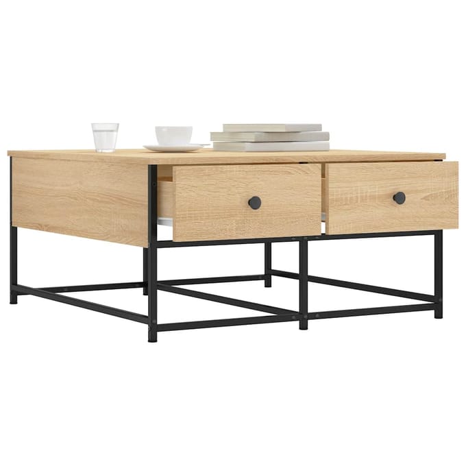 vidaXL - Salontafel - 80x80x40 - cm - bewerkt - hout - sonoma - eikenkleurig