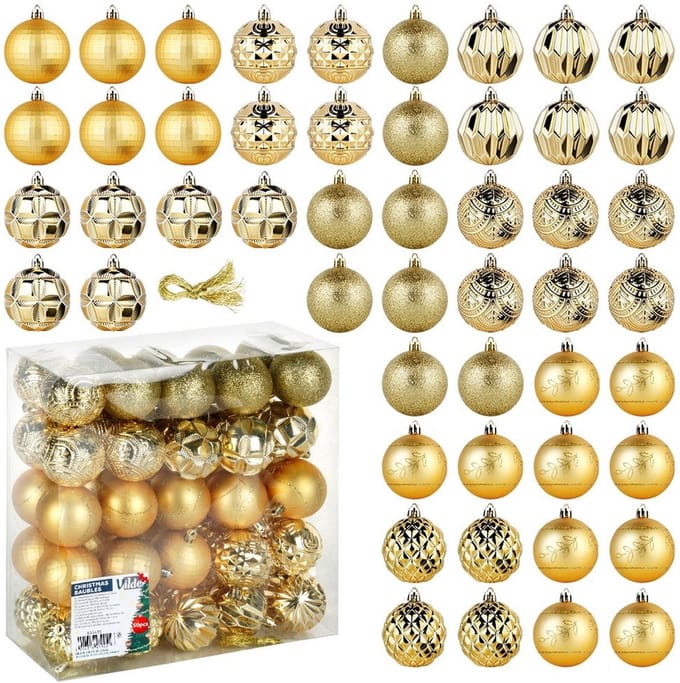 Kerstballen Set Onbreekbaar Gouden 6 cm 50 stuks - Kerstdecoratie