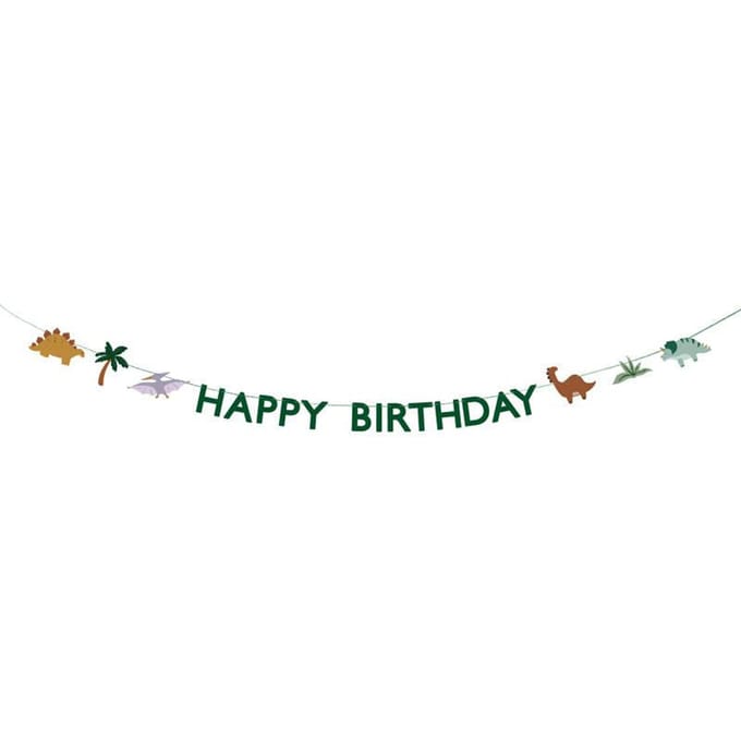 Partydeco - Banner Happy Birthday Dino, 3 m, mix