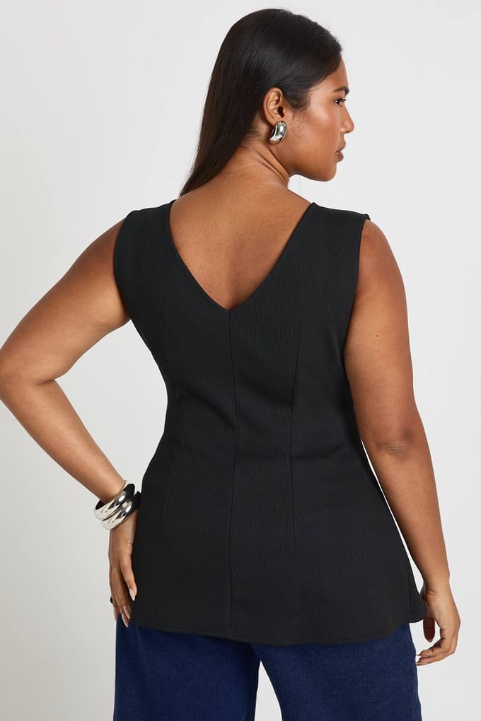 boohoo Dames Plus Gestructureerde Peplum Top | Black | Maat: 16