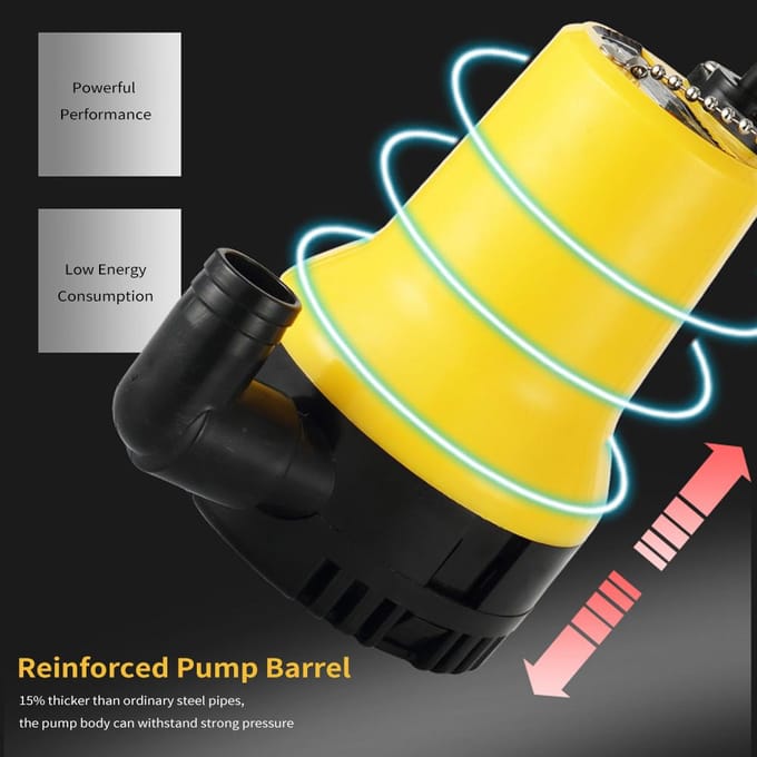 Dompelpomp, 24V draagbare elektrische wateroverdrachtpomp met lang netsnoer Dompelpomp 24V geel