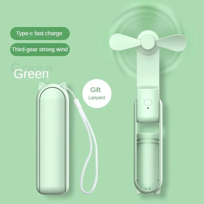Draagbare mini opvouwbare handventilator 2000mAh Powerbank USB oplaadbare handheld mute desktopventilatoren voor klas, kantoor, thuis, buiten wit