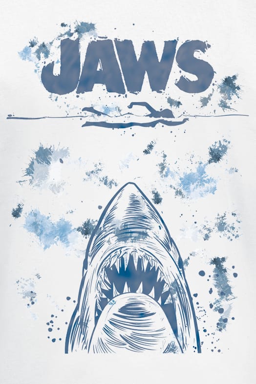 Jaws T-shirt - Jaws - Splatter - S tot XXL - voor Mannen - wit