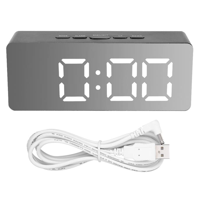 Huishoudelijk Bureau Multifunctionele LED Elektronische Digitale Wekker Make-up Spiegel gray