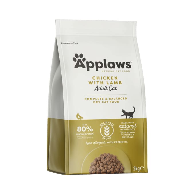 2kg Adult Kip met Lam + 6x156g Kippenborst & Kaas Applaws Droog- en Natvoer Kattenvoer