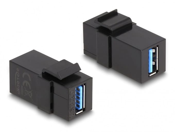 Delock Keystone Module USB 3.0 A female to USB 3.0 A female black (1:1)