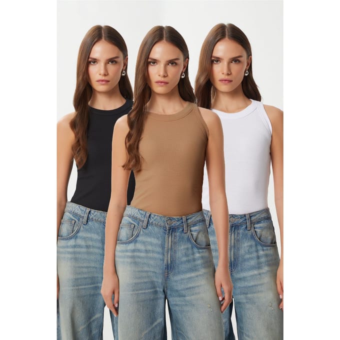 Fitted Katoenen 3-Pack Tanktop