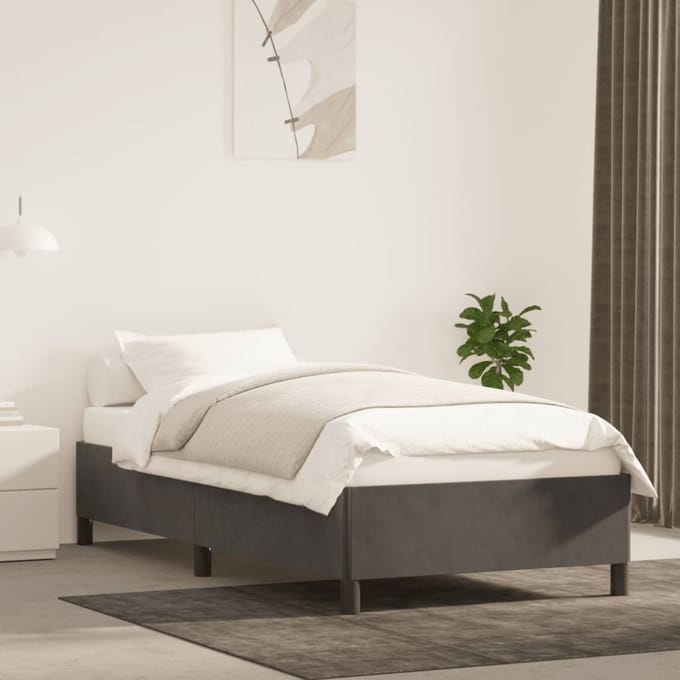 vidaXL - Bedframe - zonder - matras - 100x200 - cm - fluweel - donkergrijs