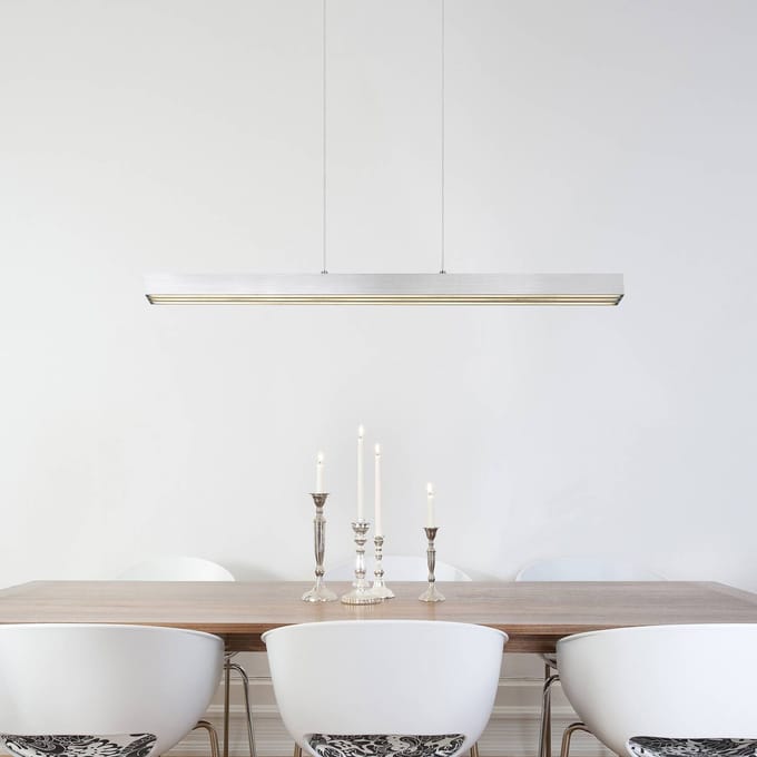 Globo LED hanglamp Ethan, aluminiumkleurig, metaal, 150 cm, uitschuifbaar