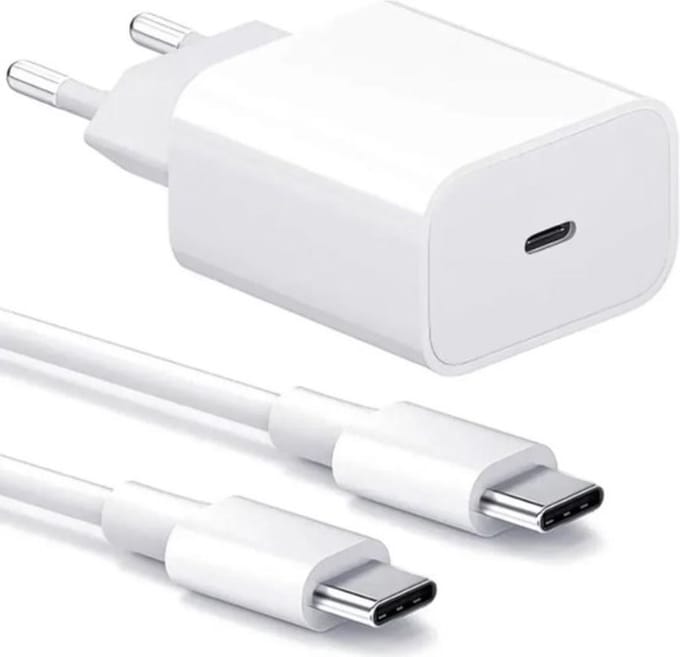 USB-C Adapter Snellader + 1 meter USB-C kabel - Geschikt voor iPhone 15 Pro/ Apple iPad Pro - Samsung - oplader iphone 17