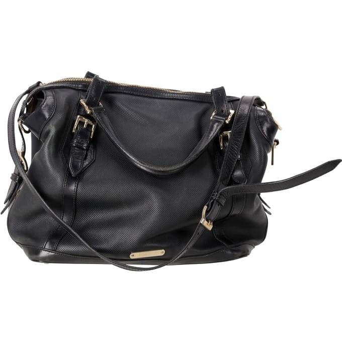 Burberry Medium Ellers geperforeerde shopper in zwart leer