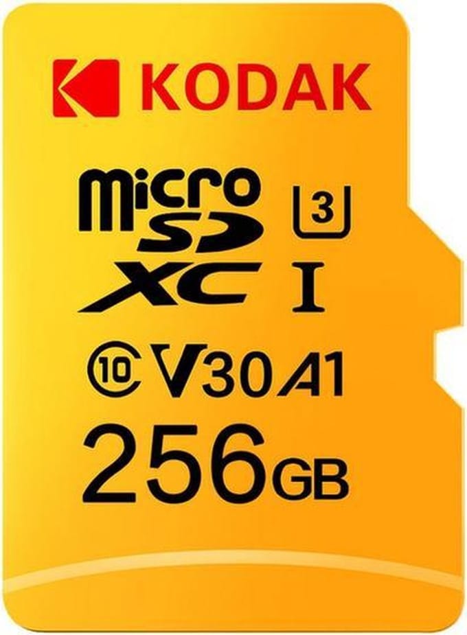 Kodak 256GB Micro SD UHS-I U3 V30 100Mb/s Geheugenkaart + Adapter