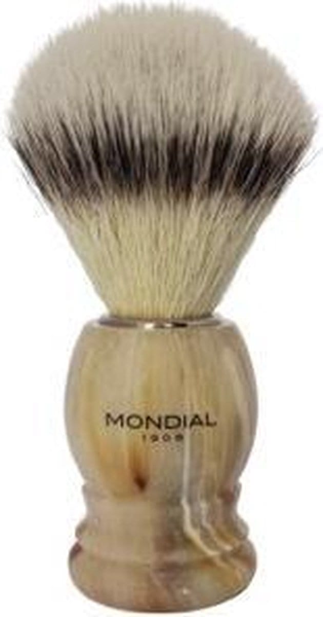 Mondial Scheerkwast Basic Silvertip Fibre - hoornbruin