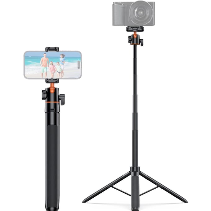 Camera Statief Lichtgewicht Uitschuifbare Selfie Stick Aluminium Vlog Standaard met 360 graden Balhoofd gray