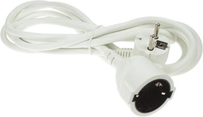 Perel Verlengkabel, H05VV-F 3G1.5, 5 m, 16 A/230 V, 3500 W, type E/F, Schuko, voor binnen, pvc, wit