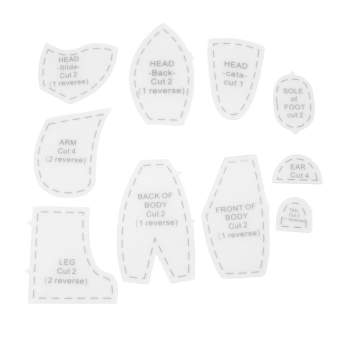 Geheugenbeer Sjabloon Liniaal 10 Stuks Acryl Naaipatroon Set voor Schattige Poppen Maken Medium (12 inch) white