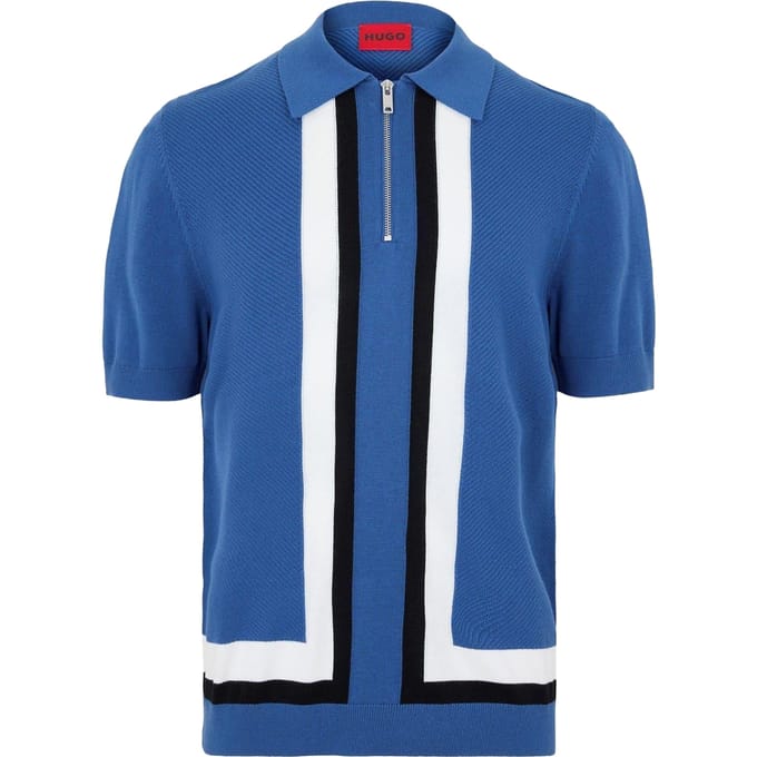 Hugo Heren Sholpone Gestreept Poloshirt (Medium Blauw)