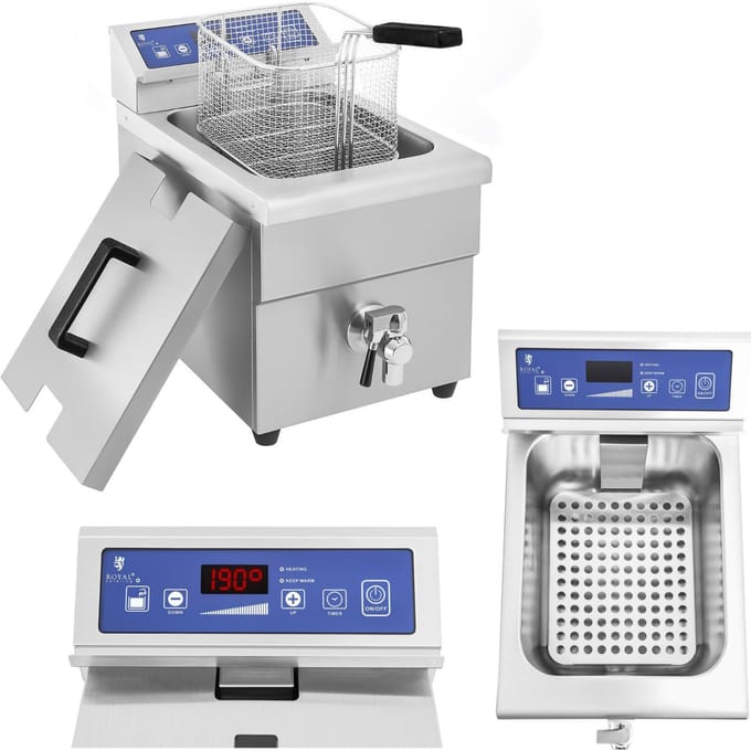 Inductie friteuse - 12 liter - 3500 W - aftapkraan - timer - Royal Catering RCIF-10EB