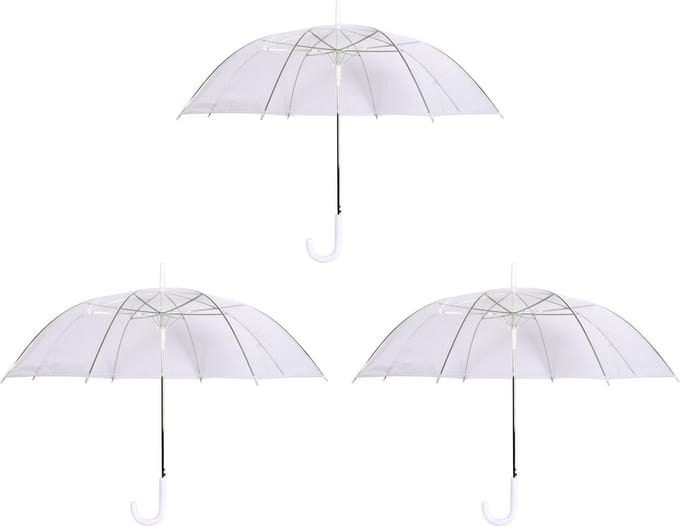 Transparante Koepelparaplu Set voor Dames - 3 Stuks - Opvouwbaar - Windproof - Cadeau voor Vrouwen – 98cm Diameter