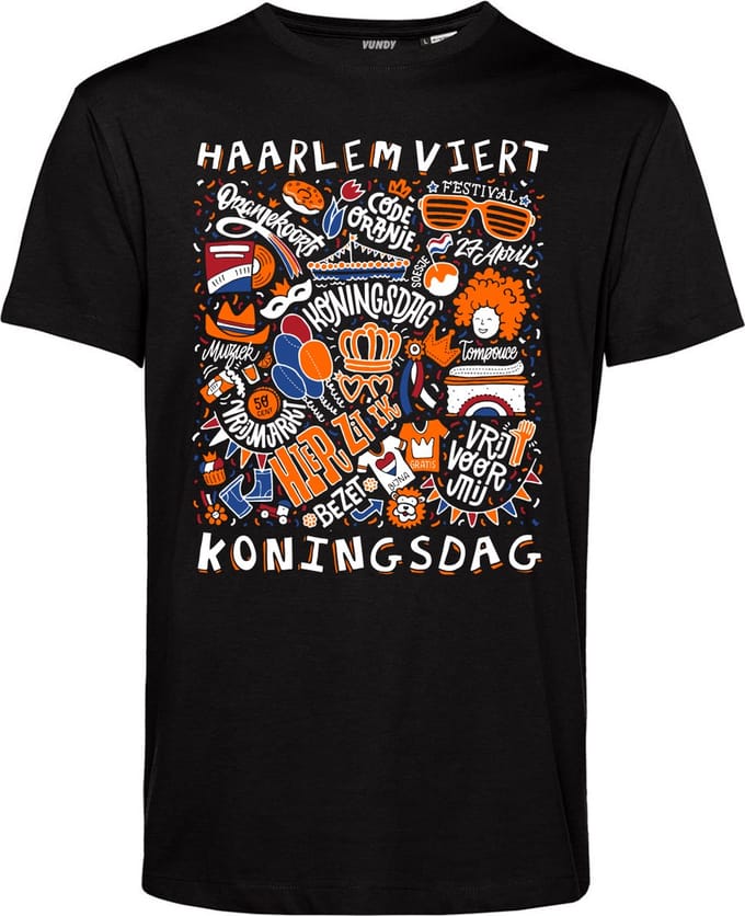 T-shirt Haarlem Oranjekoorts | Zwart | maat L