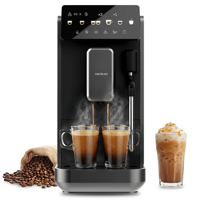 Machine à café Expresso broyeur - CECOTEC - CremmaetLungoSteam - 19 bars - 280 g - 2 L - 5 boissons - Noir noir