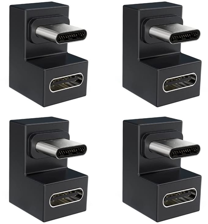 Allecto - USB C Type-C Adapter - 4-Pack U Vorm Adapter - 10Gbps PD 100W - Geschikt voor Laptop - Mobiele Telefoon - Nintendo Switch Gebruik - Zwar