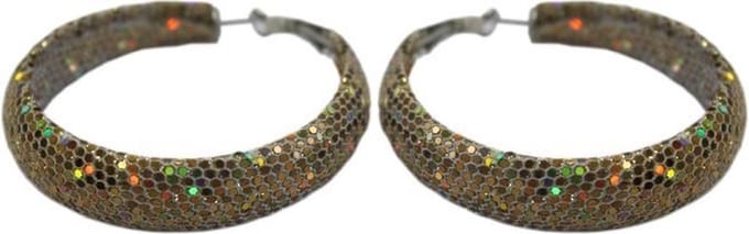 Behave Glam oorringen - glitter - goud brons kleur - 5cm