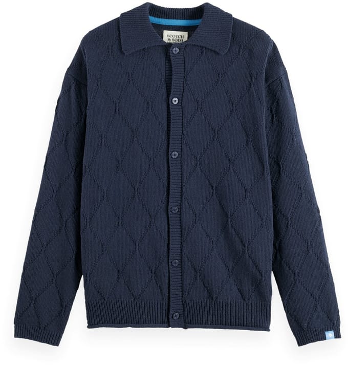 Scotch & Soda Open Work Long Sleeve Shirt Sky Captain Maat: S | Cardigans Outlet | Heren | Blauw