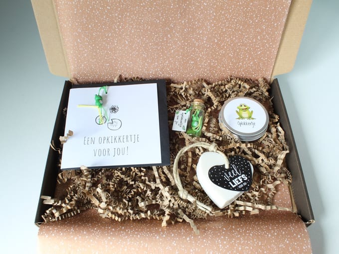 Brievenbus cadeau 'Opkikkertje' - cadeau beterschap - cadeau opkikker