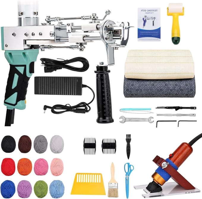 Tuftpistool Set - Complete Tufting Kit - Digitaal Snelheidsdisplay - Cut & Loop Pile - Inclusief Garen en Accessoires