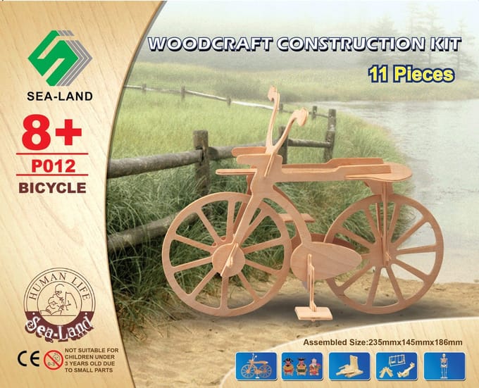 Houten 3D Puzzel Fiets P012 - Bouwen en Knutselen