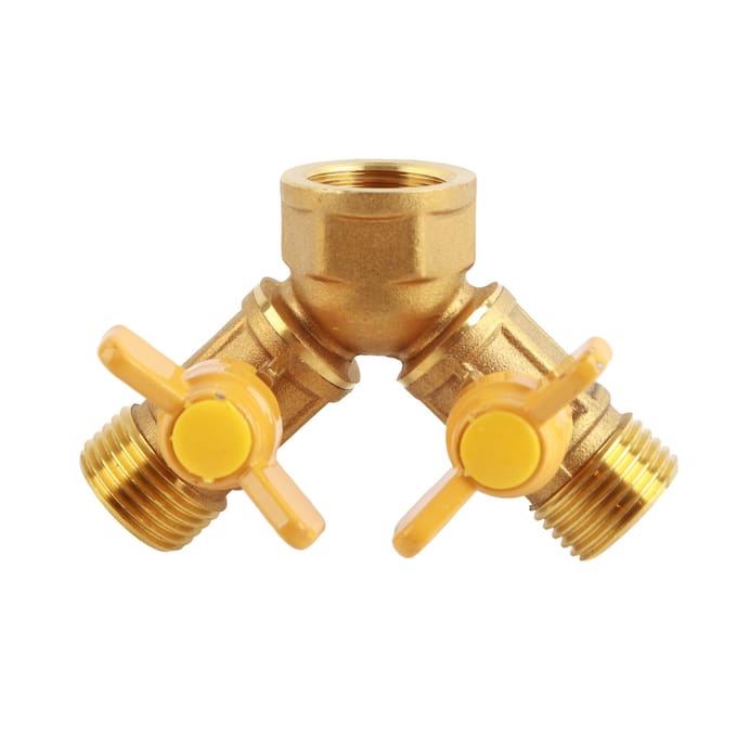 G1/2 Messing Tuinirrigatie 2-weg Dubbele Kraan Slangadapter Dubbele Kraanconnector beige