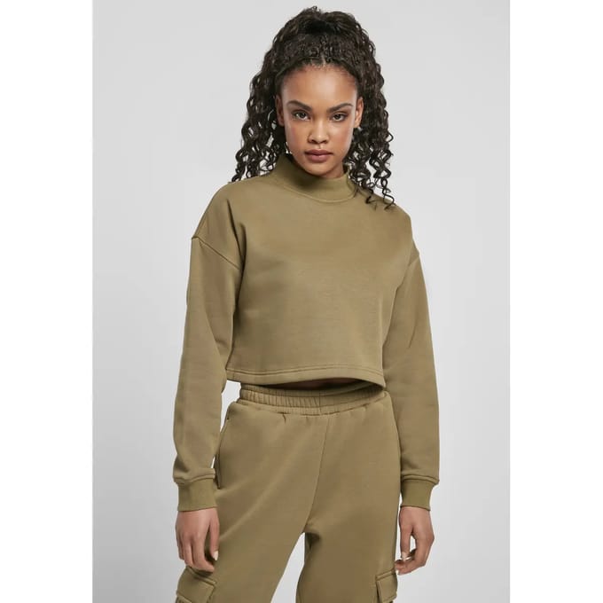 Dames sweatshirt Urban Classics cropped oversized high neck crew-grandes tailles