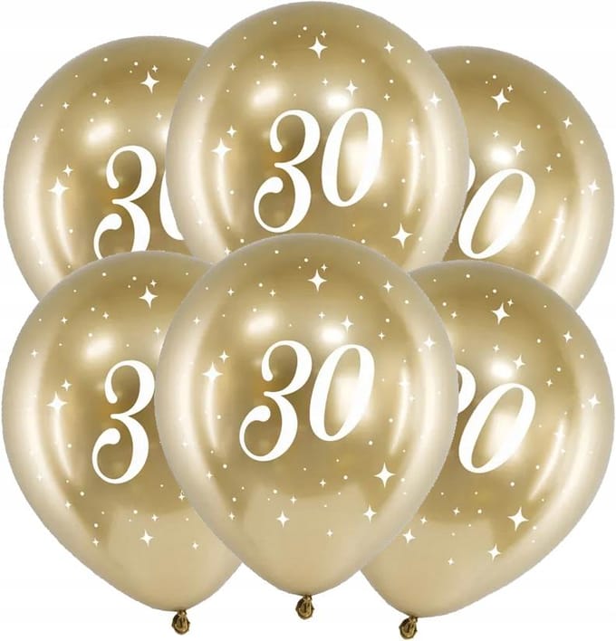 Partydeco - Glossy ballonnen gold 30 jaar (6 stuks)