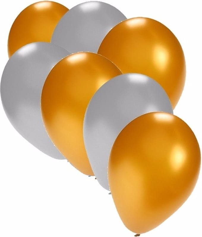 Gouden en zilveren ballonnen 100 stuks