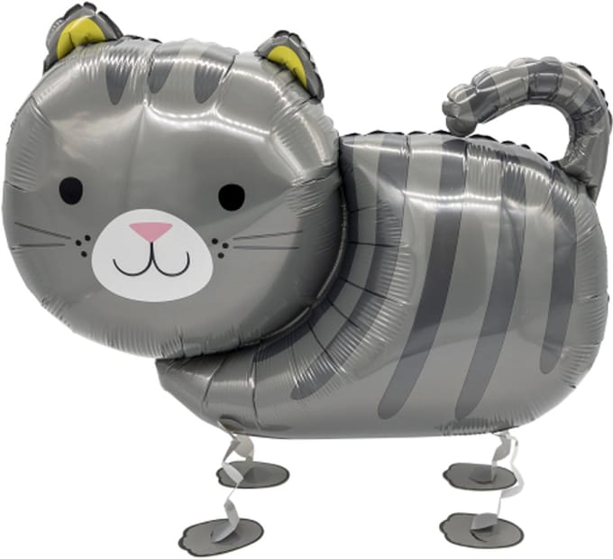 Katgrijs wandelfolieballon 75 cm