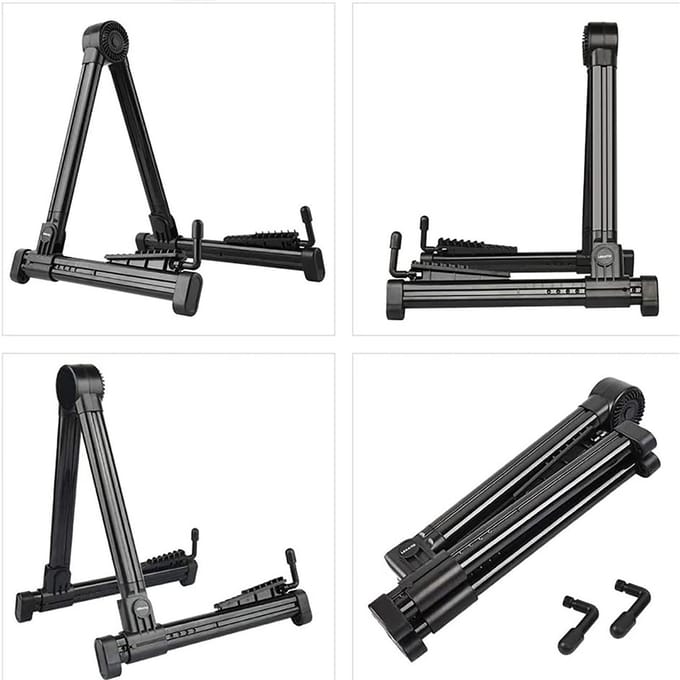 Support de Guitare Pliable en A Noir avec Coussinet en Silicone Stable Support de Guitare Acoustique en ABS pour la Maison black