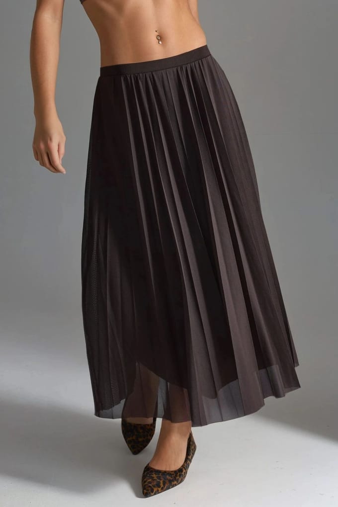 Mid Waist Tulle Maxi Rok