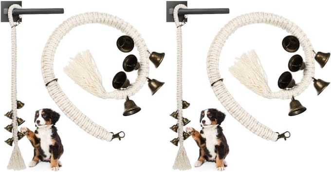 Honden Deurbel Set - Trainingsbel - Zindelijkheidstraining Hond - Verstelbare Lengte - 4 Stuks - Wit Brons