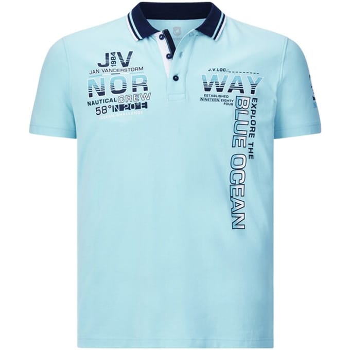 Jan Vanderstorm herren Poloshirt - 76/78 - turquoise - Plus Size