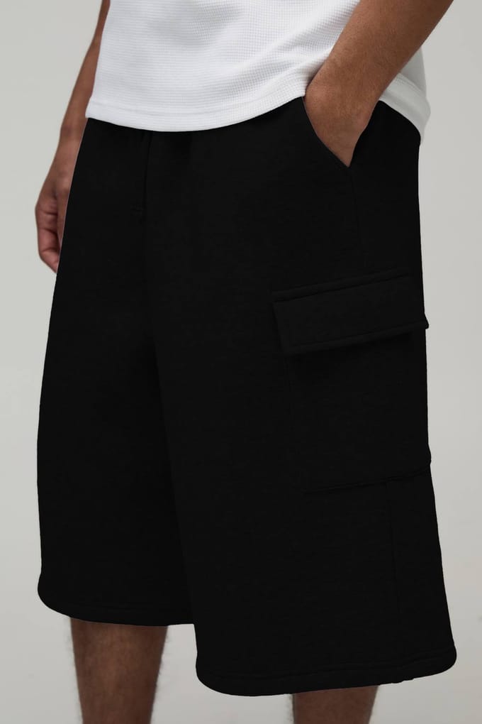 Jersey Bermuda Jort Met Cargozakken | Black | Size Small