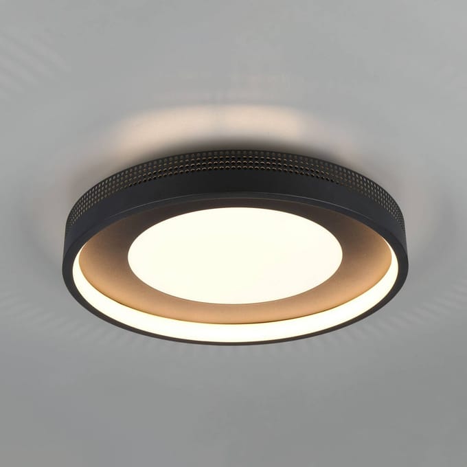 Trio Lighting LED plafondlamp Solea, matzwart, Ø 40 cm, kunststof