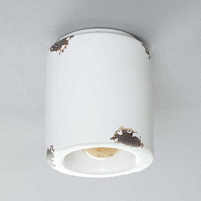 Ferroluce Plafondlamp C986 in vintage-stijl, wit