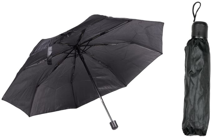 Benson Paraplu mini - 2x - zwart - opvouwbaar - 93 x 55 cm - reisparaplu - compact
