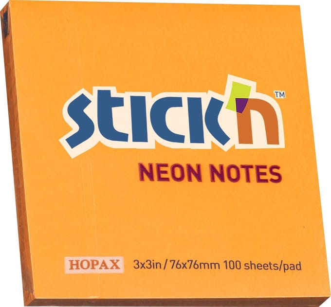 Stick'n sticky notes - 76x76mm - Oranje - 100 memoblaadjes