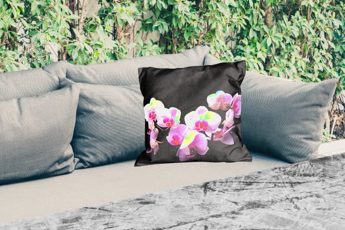 Buitenkussen - Orchidee - Bloemen - Roze - Flora - 45x45 cm - Weerbestendig