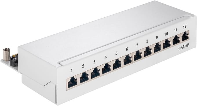 Pro CAT 5e Mini/Desktop Patch Panel 12 Port Grijs